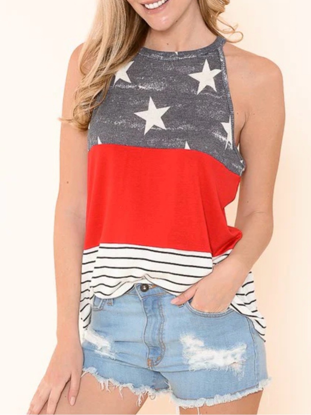 Star and Stripe Halter neck tank